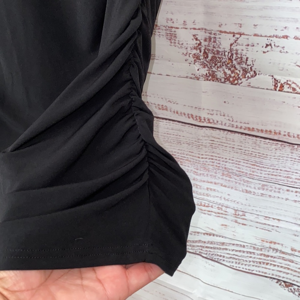 Leith Women's Solid Black Fitted Ruched Spaghetti… - image 4